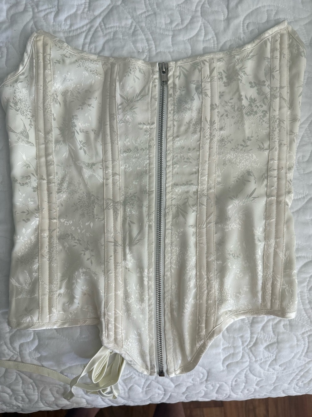 Floral Jacquard Corset Top in White Like New